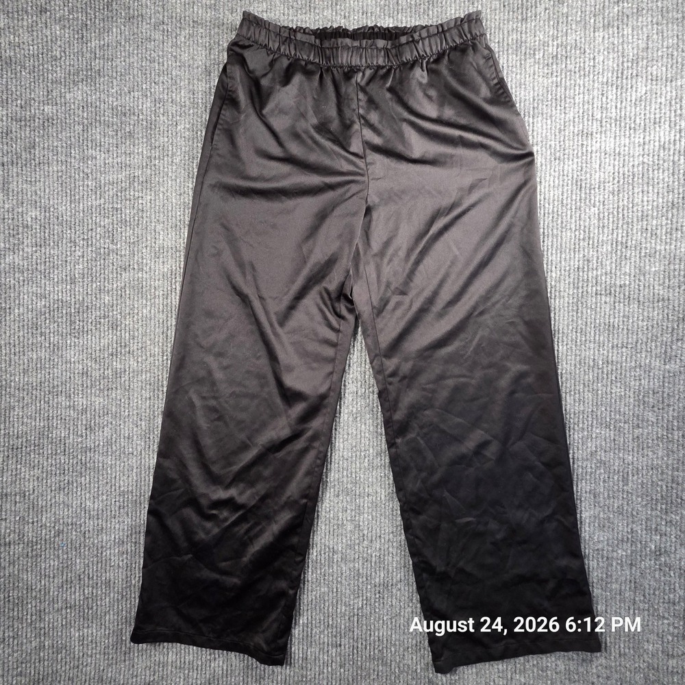 Nordstrom Rack Womens Black Satin Wide Leg Elastic Waist Pants Size Medium